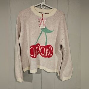 A New Day Knit Sweater Cream Cherries Target Soft Colorful Various Sizes NWT